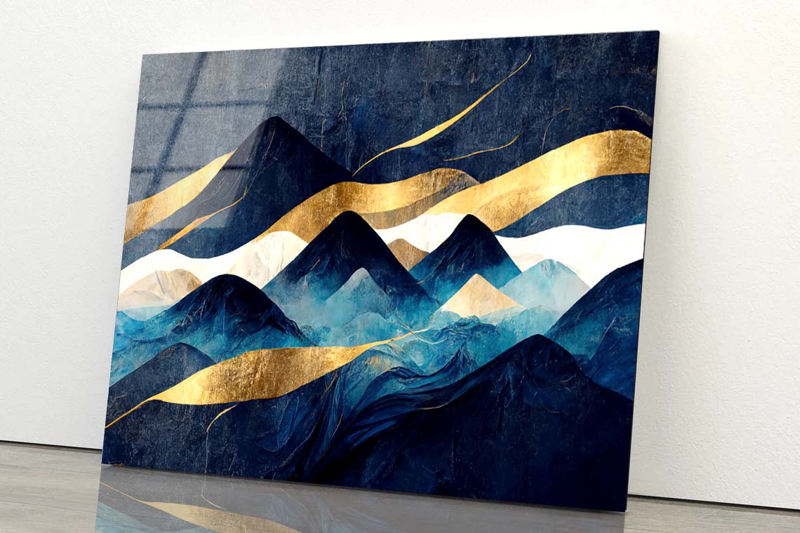 Watercolor Minimalistic Mountain Acrylic Glass Print Tempered Glass Wall Art 100% Made in Australia Ready to Hang