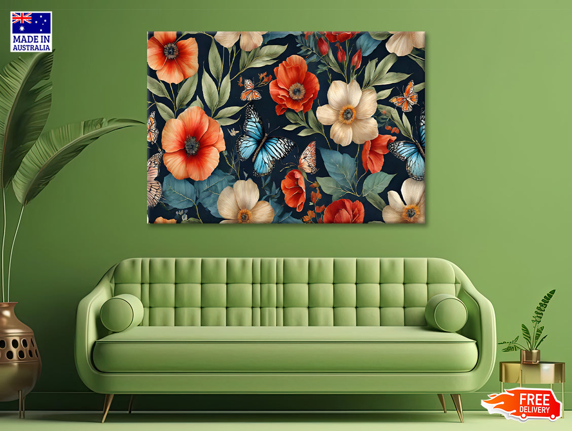 Flowers & Butterflies Featuring Print 100% Australian Made - Bella Home Decor
