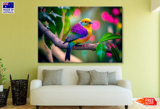 Colorful Bird on Branch  Wall Art Decor 100% Australian Made