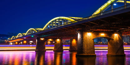 Hangang Bridge Night Seoul South Korea Wall Art Canvas Office Home Room Framed 120x60cm