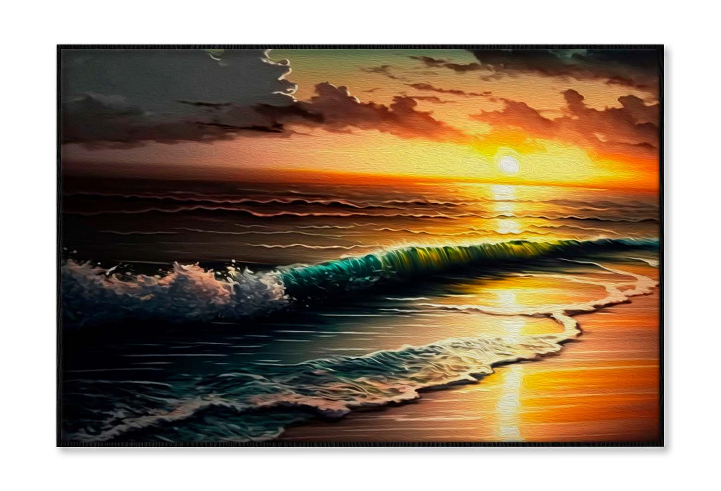 Rich Golden Sunset Over Sea Wall Art Limited Edition High Quality Print