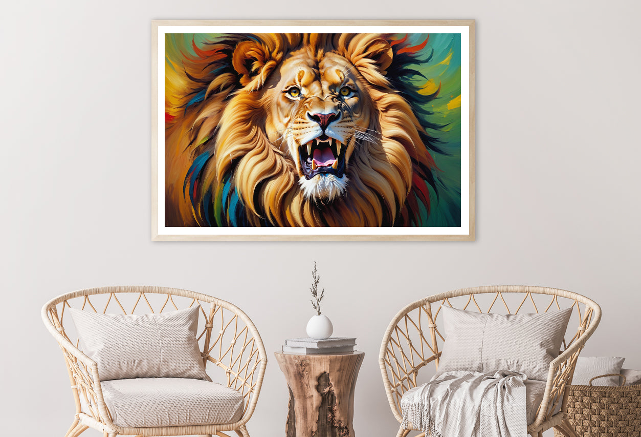 Majestic Lion among Bright Oil Paints Home Decor Premium Quality Poster Print Choose Your Sizes