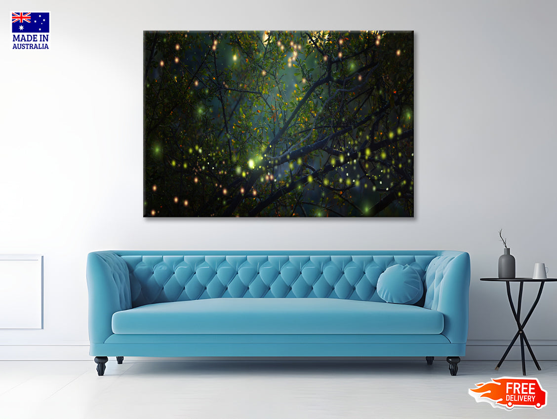 Group of Fireflies on Tree Branch Print 100% Australian Made - Bella Home Decor