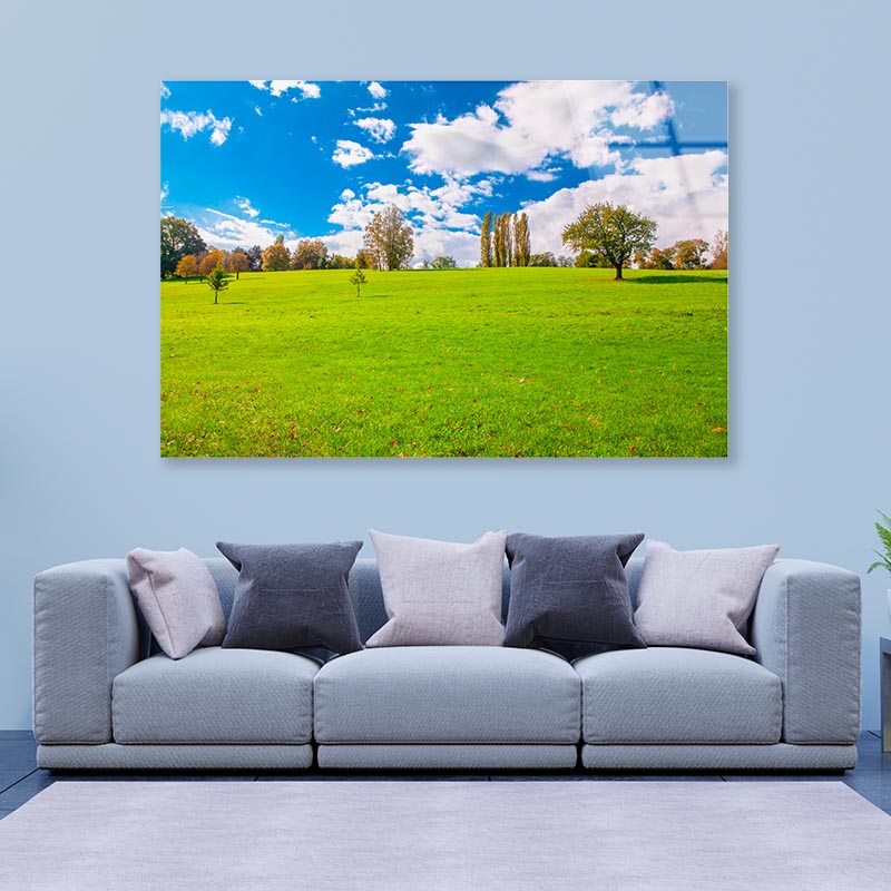 Green Field and Blue Sky Acrylic Glass Print Tempered Glass Wall Art 100% Made in Australia Ready to Hang