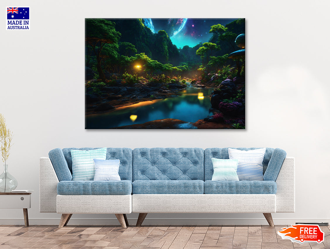 View of Night in the Mountains Print 100% Australian Made - Bella Home Decor