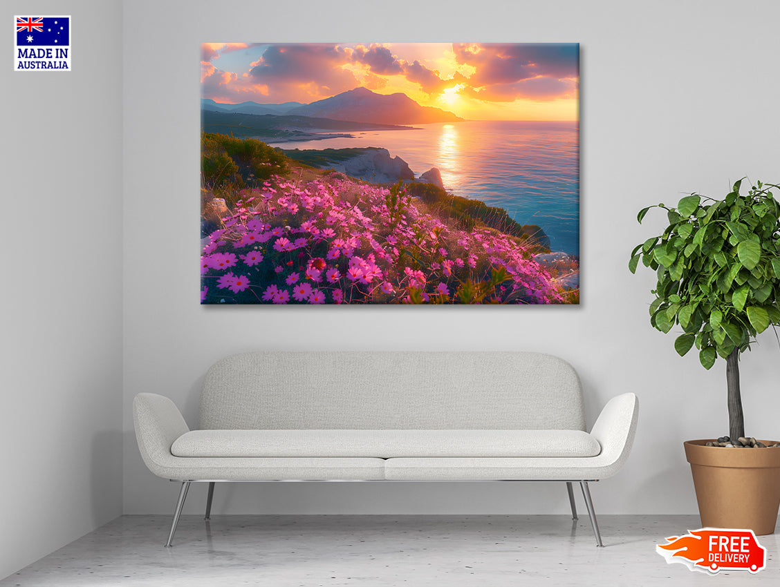 Beach, Flowers, Sky in Italy Print 100% Australian Made - Bella Home Decor