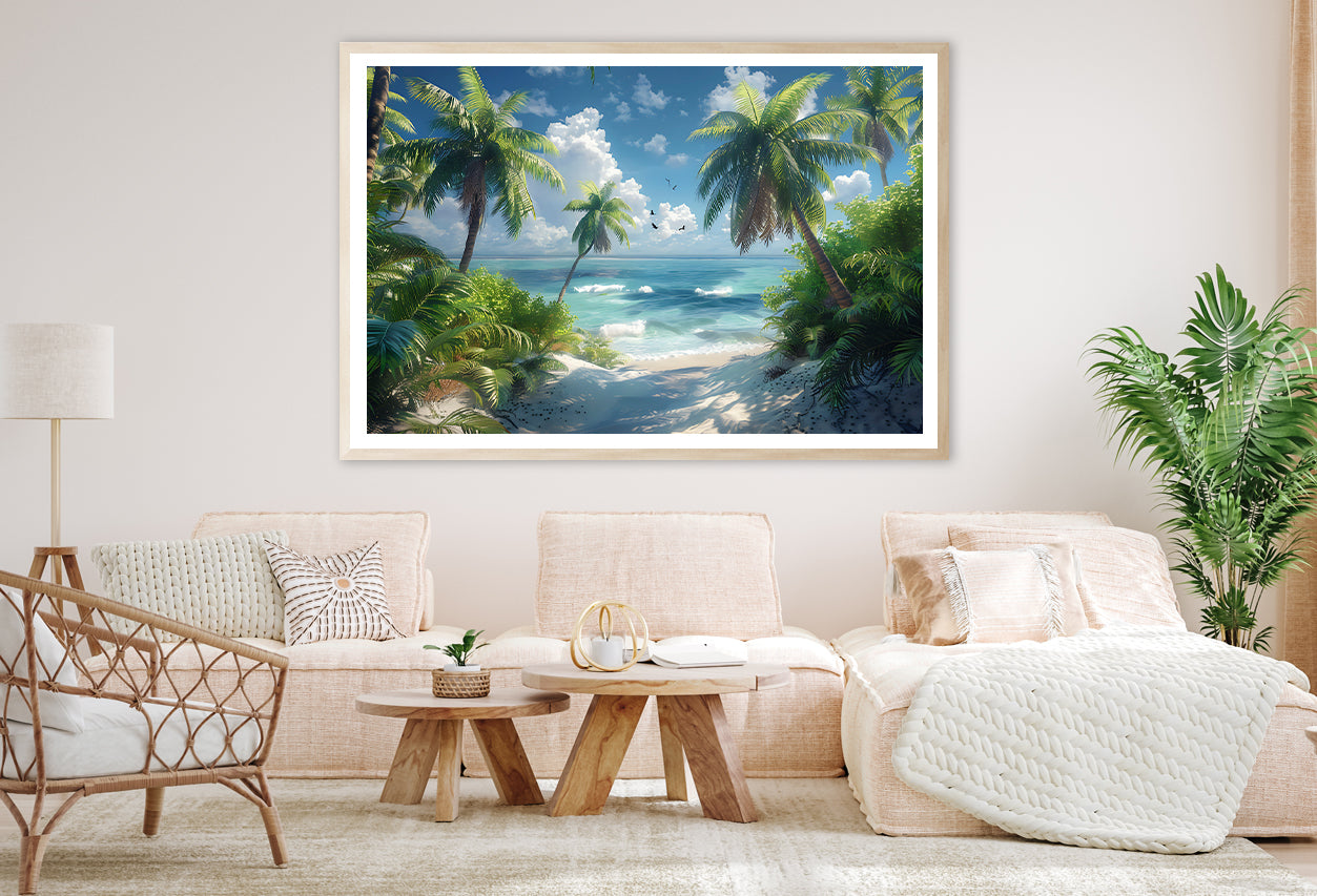 Palm Trees on the Beach View Home Decor Premium Quality Poster Print Choose Your Sizes - Bella Home Decor