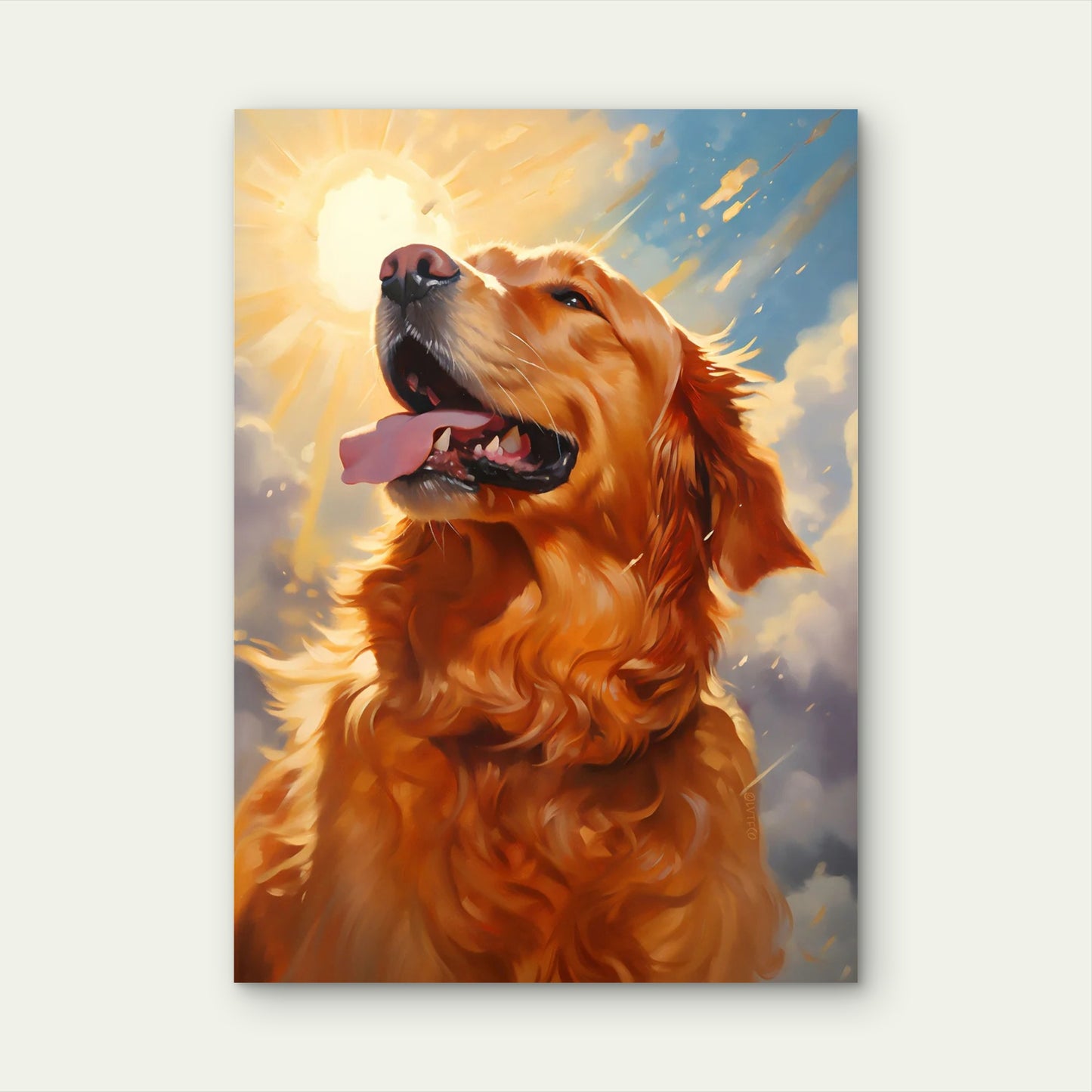 Golden Retriever Puppy Sunlight 40x60cm Metal Print Ready to Hang - Bella Home Decor