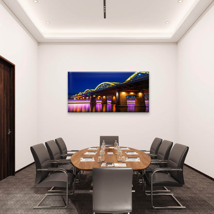 Hangang Bridge Night Seoul South Korea Wall Art Canvas Office Home Room Framed 120x60cm