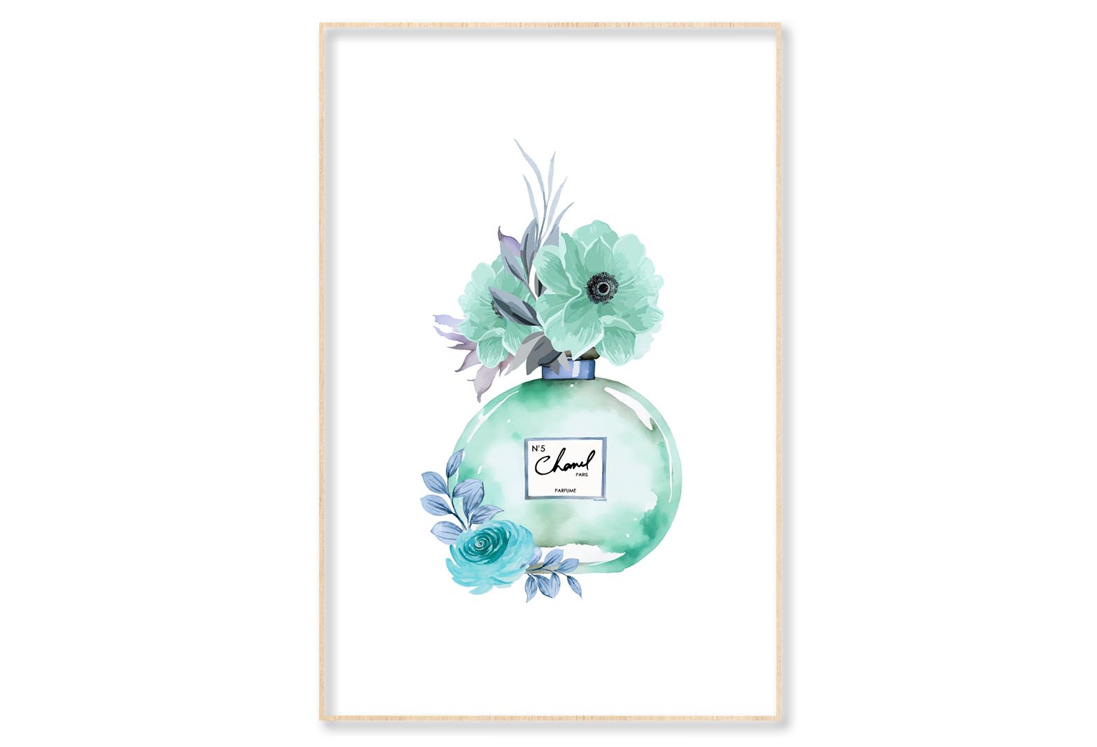 Light Green Perfume Wall Art Limited Edition High Quality Print Canvas Box Framed Natural