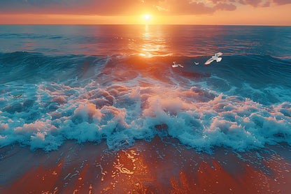 Bird Flying Over the Ocean with Sunset Print 100% Australian Made - Bella Home Decor