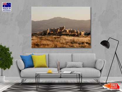 Herd Of Sheeps on With Mountain Print 100% Australian Made - Bella Home Decor