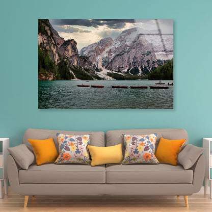 Boats Float & Mountain Acrylic Glass Print Tempered Glass Wall Art 100% Made in Australia Ready to Hang