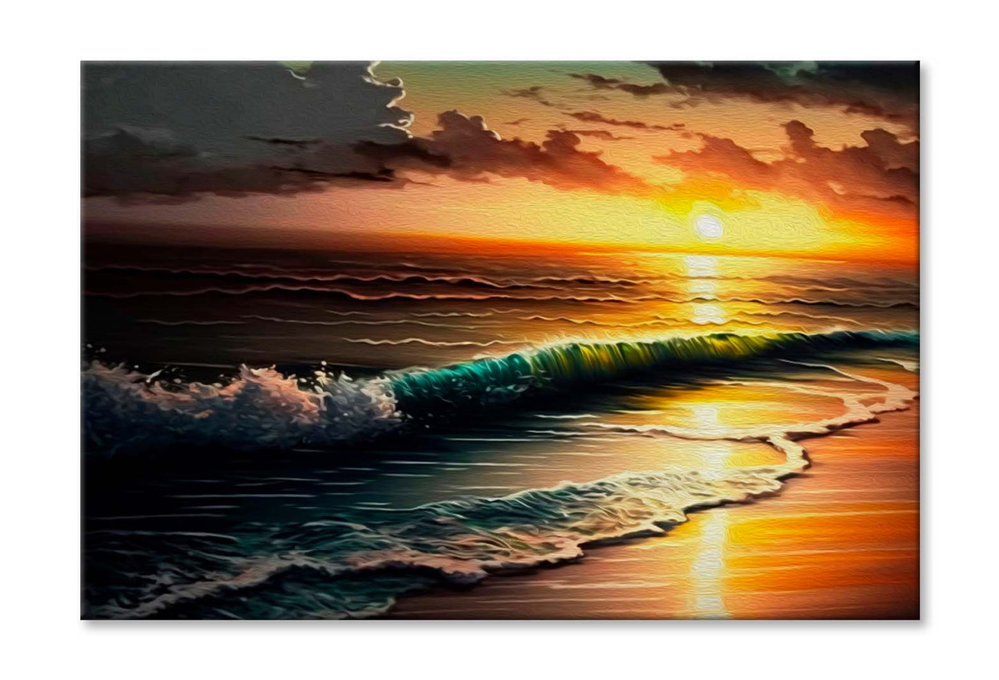 Rich Golden Sunset Over Sea Wall Art Limited Edition High Quality Print