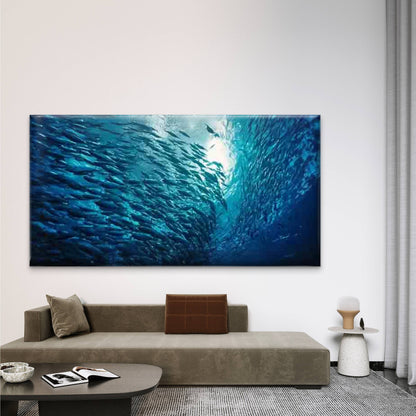 Oceanic Schooling Theme Wall Art Canvas Office Home Room Framed 120x60cm