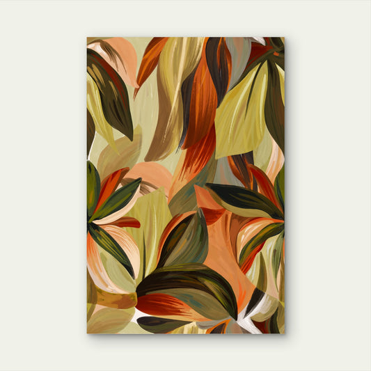 Boho Terracotta Earthy Tropical Palm Leaf 40x60cm Metal Print Ready to Hang