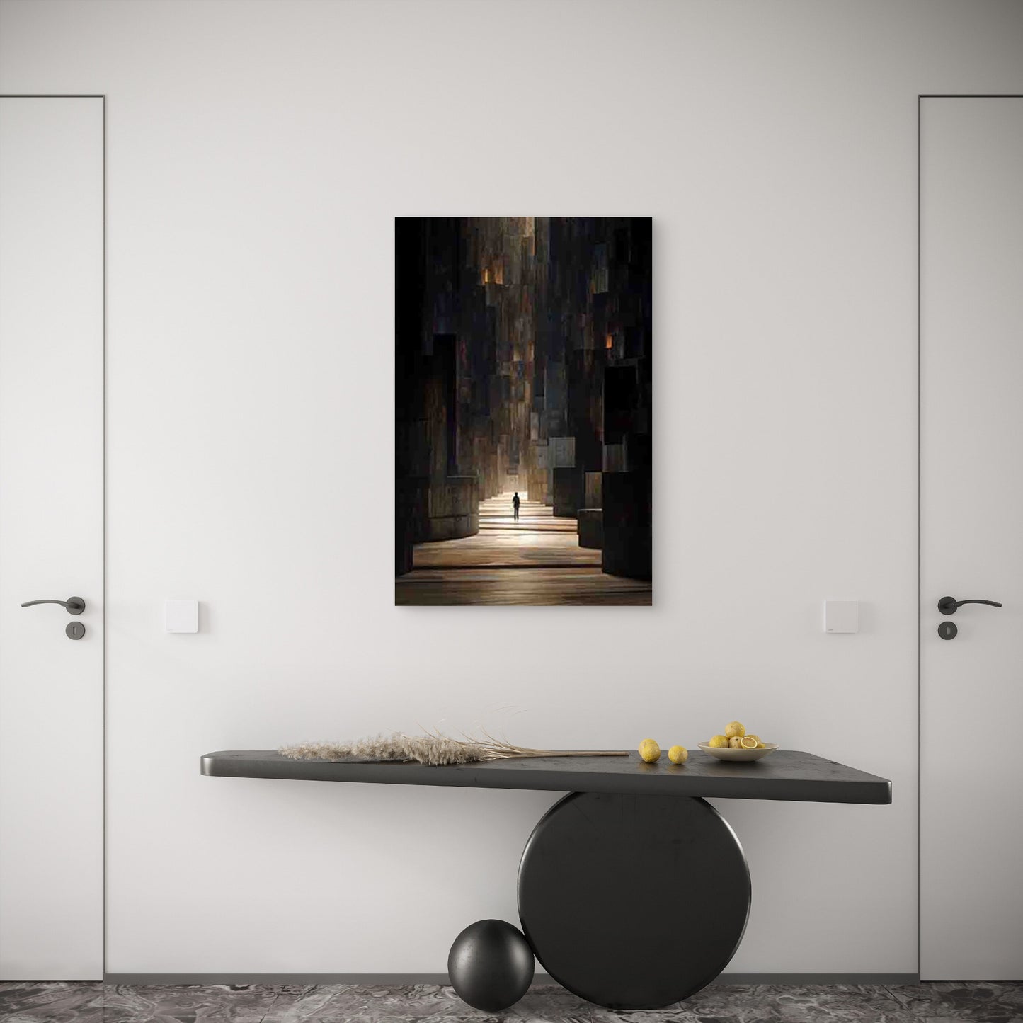 Solitary Journey Through Giants 60x90cm Metal Print Ready to Hang