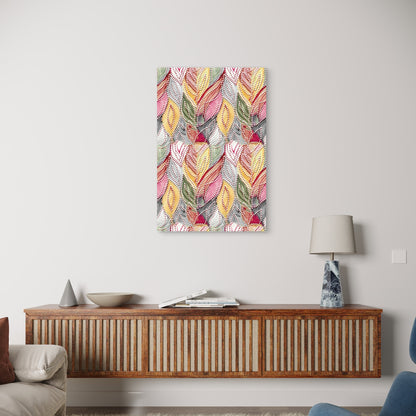 Traditional Vibrant Patterned Foliage Artwork 40x60cm Metal Print Ready to Hang