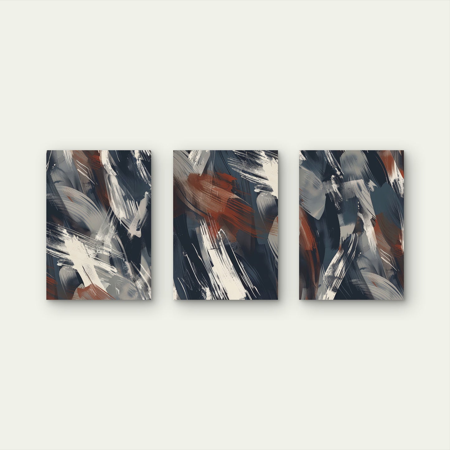 3pcs Industrial Blue Rust Brushstroke  Wall Art Set Canvas Framed 60x90cm - High Quality Print 100% Australian Made Wall Canvas Ready to Hang