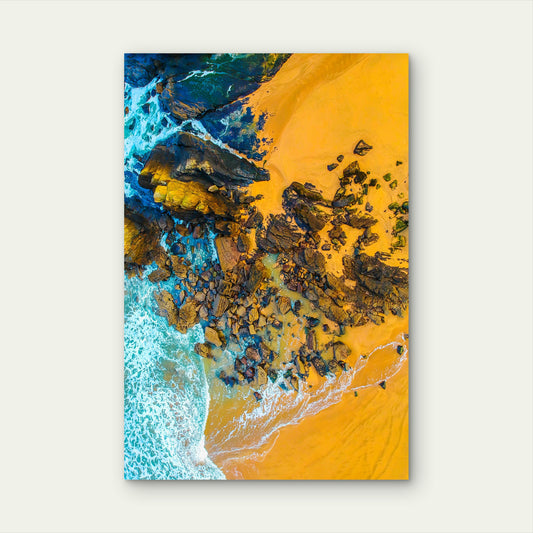 High Angle View Rocks Beach 60x90cm Metal Print Ready to Hang