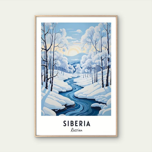Siberia Russian Landscape Modern Travel Poster Print Wall Art