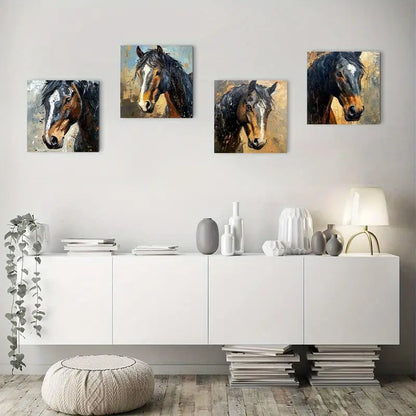 4pcs  Graffiti Horse l Picture Wall Art Canvas Framed