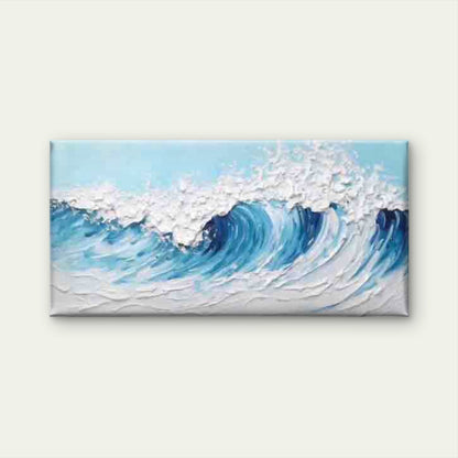 Blue Ocean Wave Painting Wall Art Canvas Office Home Room Framed 120x60cm