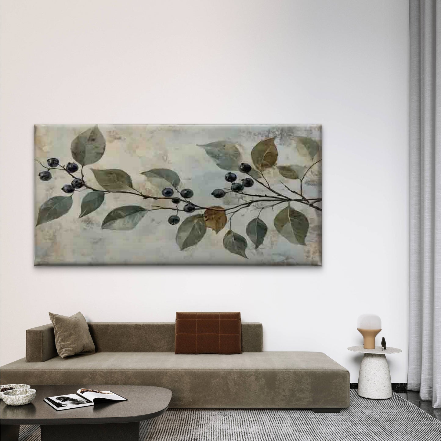 Botanical Illustration Wall Art Canvas Office Home Room Framed 120x60cm