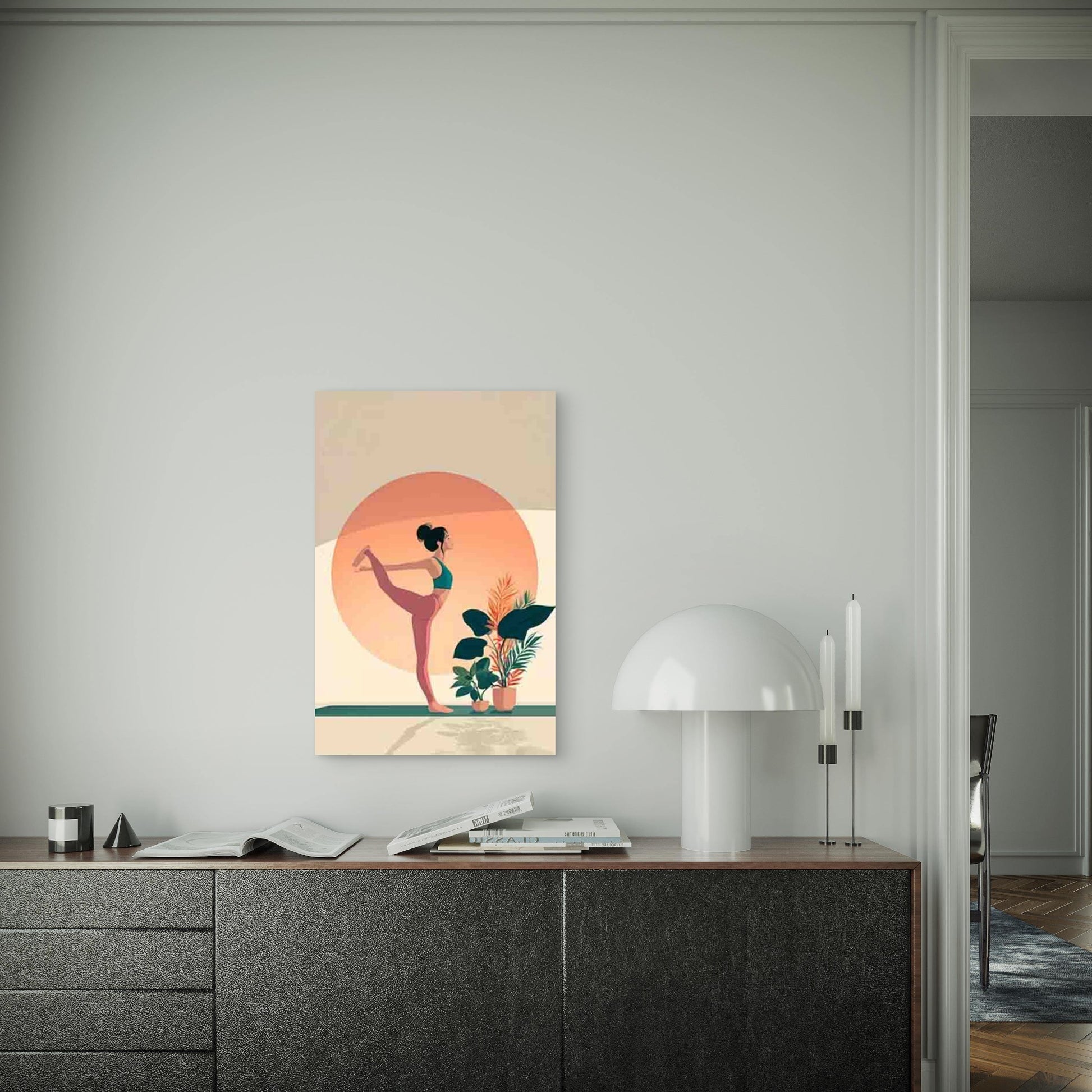 Minimalist Yoga Downward-Facing Dog 60x90cm Metal Print Ready to Hang - Bella Home Decor