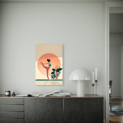Minimalist Yoga Downward-Facing Dog 60x90cm Metal Print Ready to Hang - Bella Home Decor
