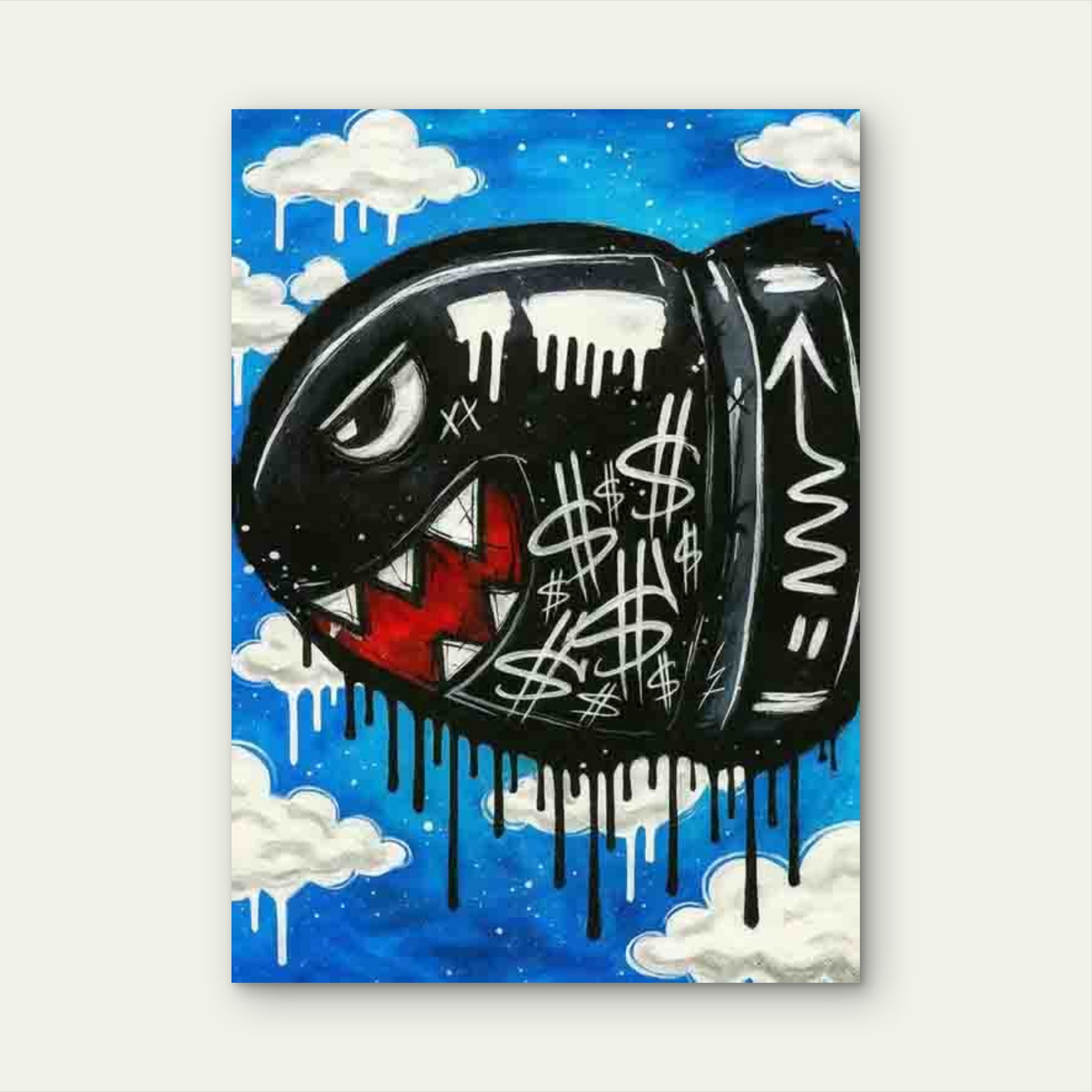 Graffiti Artwork with Abstract Face Metal Print Ready to Hang - Bella Home Decor
