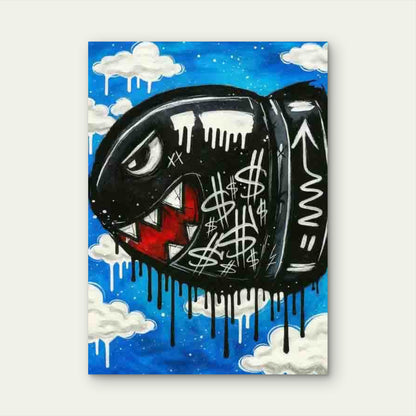 Graffiti Artwork with Abstract Face Metal Print Ready to Hang - Bella Home Decor