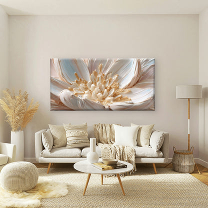 White Lotus Flower Bloom Wall Art Canvas Office Home Room Framed 120x60cm