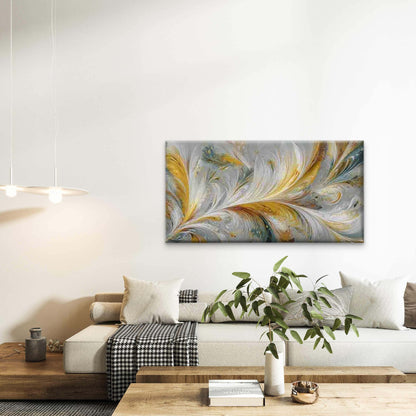 Yellow Blue White Swirls Wall Art Canvas Office Home Room Framed 120x60cm - Bella Home Decor