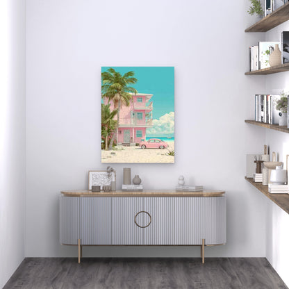 Pink Coastal Beach 60x90cm Metal Print Ready to Hang