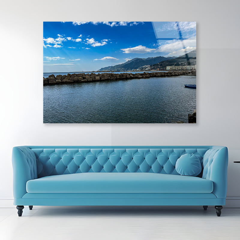 Beautiful Coast of Salerno Italy Acrylic Glass Print Tempered Glass Wall Art 100% Made in Australia Ready to Hang - Bella Home Decor