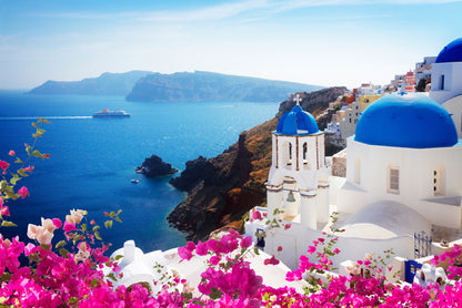 Bougainvillea in the Oia of Coast Print 100% Australian Made - Bella Home Decor