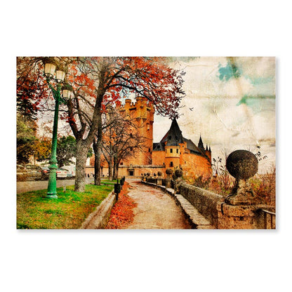 Fairy Alcazar Castle, Segovia, Spain, Picture in Painting Style Acrylic Glass Print Tempered Glass Wall Art 100% Made in Australia Ready to Hang