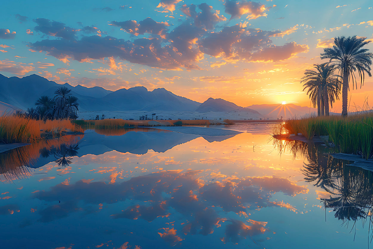 Sunrise over the Lake with Mountains Home Decor Premium Quality Poster Print Choose Your Sizes - Bella Home Decor