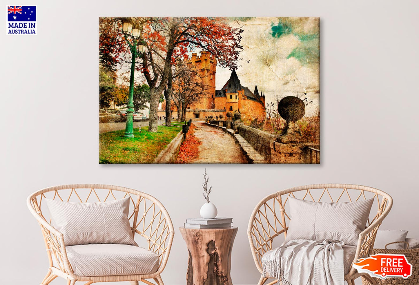 Fairy Alcazar Castle, Segovia, Spain, Picture in Painting Style Wall Art Decor 100% Australian Made - Bella Home Decor