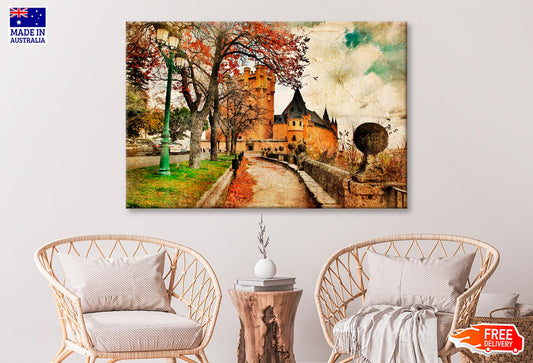 Fairy Alcazar Castle, Segovia, Spain, Picture in Painting Style Wall Art Decor 100% Australian Made