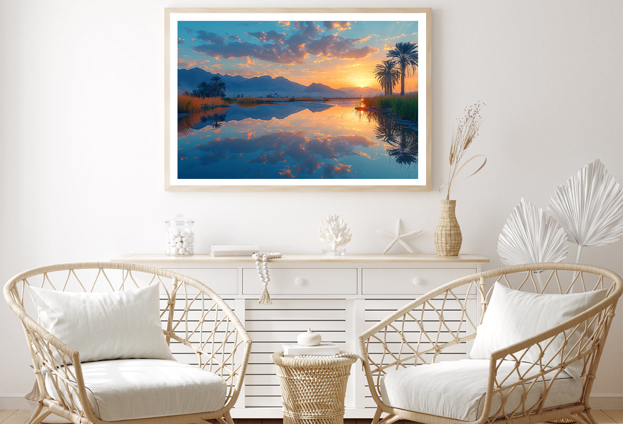 Sunrise over the Lake with Mountains Home Decor Premium Quality Poster Print Choose Your Sizes - Bella Home Decor