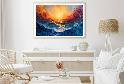 Ocean with Sunset Painting Home Decor Premium Quality Poster Print Choose Your Sizes - Bella Home Decor