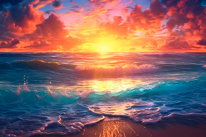 Dusk On Shore Radiant Ocean Sunset Print 100% Australian Made