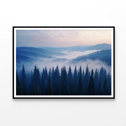 Pine Trees Forest with Mountains Home Decor Premium Quality Poster Print Choose Your Sizes - Bella Home Decor