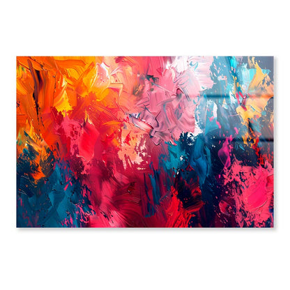 Colorful Abstract Oil Painting  Acrylic Glass Print Tempered Glass Wall Art 100% Made in Australia Ready to Hang