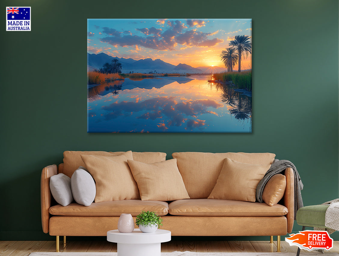 Sunrise over the Lake with Mountains Print 100% Australian Made - Bella Home Decor