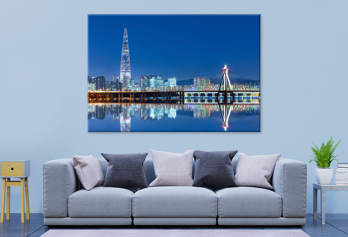 Seoul City at Twilight Han River Wall Art Decor 100% Australian Made - Bella Home Decor
