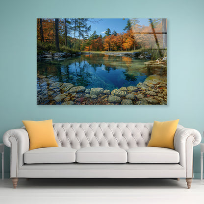 Autumn Trees Reflected In Water Acrylic Glass Print Tempered Glass Wall Art 100% Made in Australia Ready to Hang