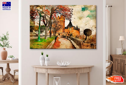 Fairy Alcazar Castle, Segovia, Spain, Picture in Painting Style Wall Art Decor 100% Australian Made - Bella Home Decor